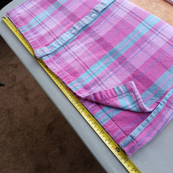 Blair Heavyweight Flannel Button-up Shirt XL retro pink plaid blouse top LS - Picture 10 of 13